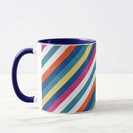 Blaue Himbeere Orangengelbe Streifen Muster Tasse (Links)