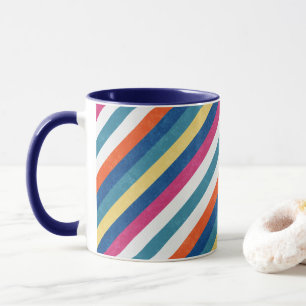 Blaue Himbeere Orangengelbe Streifen Muster Tasse