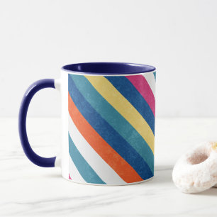 Blaue Himbeere Orangengelbe Streifen Muster Tasse