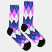 Blaue Himbeere, Rosa und Weiße Raute Socken (Rechts)