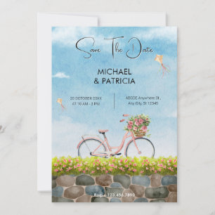 Blaue Himmel Fahrrad Landschaft Hochzeit Save The Date