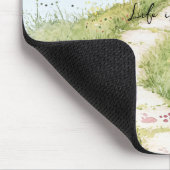 Blaue Himmel Grasweg rosa Blumen Mousepad (Ecke)