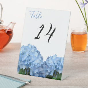 Blaue Himmel Hortensien Blumen Hochzeit Tisch Numm Sockelschild