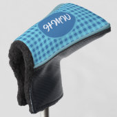 Blaue Himmel Kariert: Custom Monogram Blade Putter Golf Headcover (3/4 Vorderseite)