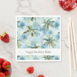 Blaue Himmel Tropische Insel Palmen Geburtstag Serviette