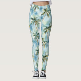 Blaue Himmel Tropische Insel Palmen Leggings