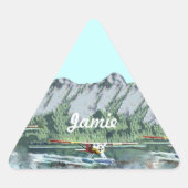 Blaue Himmel und Alaskangebirge Dreieckiger Aufkleber (Vorderseite)