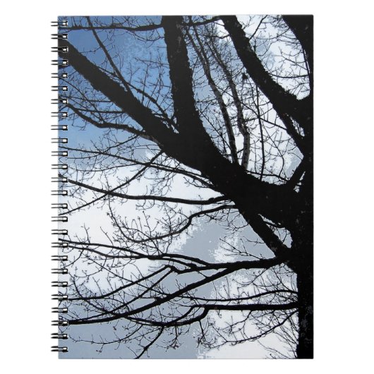 Blaue Himmel-und Erlen-Baum-Kunst Notizblock (Vorderseite)