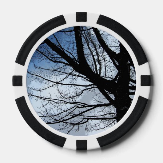 Blaue Himmel-und Erlen-Baum-Kunst-Poker-Chips Pokerchips (Vorderseite)