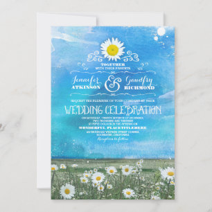 Blaue Himmel und Sommerwiese laden zur Hochzeit ei Einladung