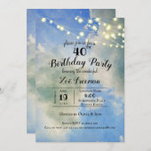 Blaue Himmel und weiße Wolken | Blau 40. Geburtsta Einladung (Vorne/Hinten)