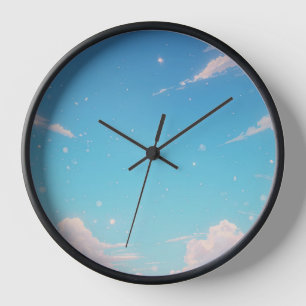 Blaue Himmel Wolken Wanduhr