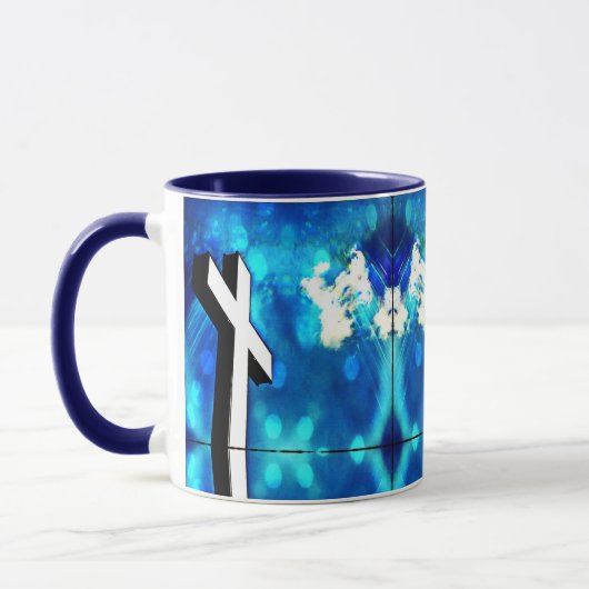 Blaue Himmelfahrt Keramik Tile Tasse (Links)