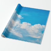 Blaue Himmelshinterwolken weiß Geschenkpapier (Ungerollt)
