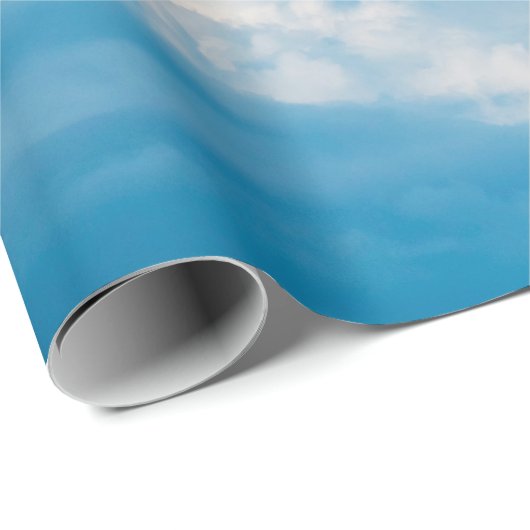 Blaue Himmelshinterwolken weiß Geschenkpapier (Rolleneckpunkt)
