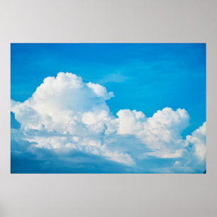 Blaue Himmelshinterwolken weiß Poster