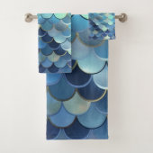 Blaue Himmelskugel Muster Golden Badhandtuch Set (Insitu)