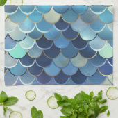 Blaue Himmelskugel Muster Golden Geschirrtuch (Gefaltet)