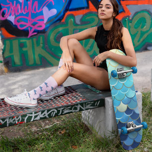 Blaue Himmelskugel Muster Golden Skateboard