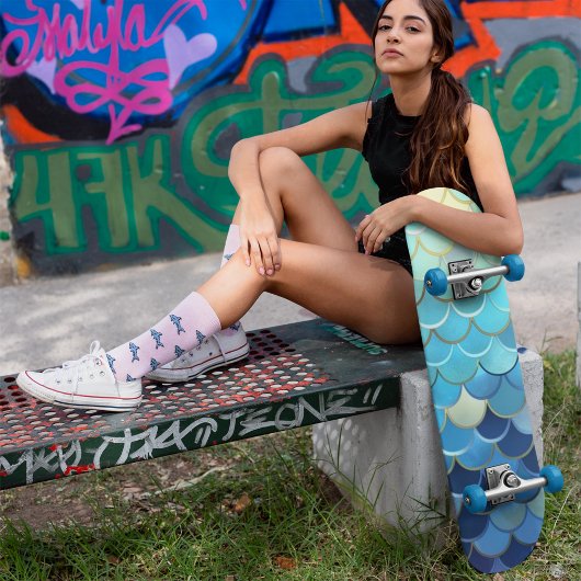 Blaue Himmelskugel Muster Golden Skateboard