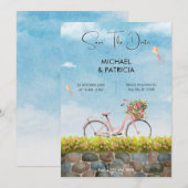 Blaue Himmelsradlandschaft Hochzeit Save The Date (Vorne/Hinten)