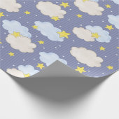 Blaue Himmelsterne und Wolken Geschenkpapier (Ecke)