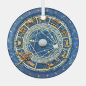 Blaue Himmelszodiakalraderastrologie signalisiert  Ornament Aus Glas (Vorderseite)