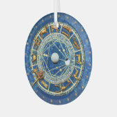 Blaue Himmelszodiakalraderastrologie signalisiert  Ornament Aus Glas (Vorderseite links)