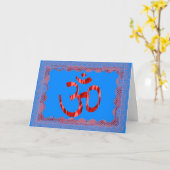 Blaue hindische Grußkarte OM Karte (Gelbe Blume)