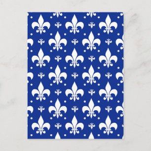 Blaue Hintergrund Fleur-de-Lis-Musterdesign Postkarte