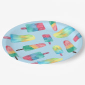 Blaue Hintergrundfarbe Aquarellfarbige Populatione Pappteller (Schrägansicht)