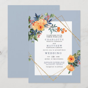 Blaue Hintergrundfarbe Bunte Wasserfarbe Florale H Einladung