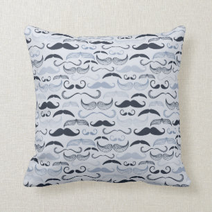 Blaue Hipster-Schnurrbärte Kissen