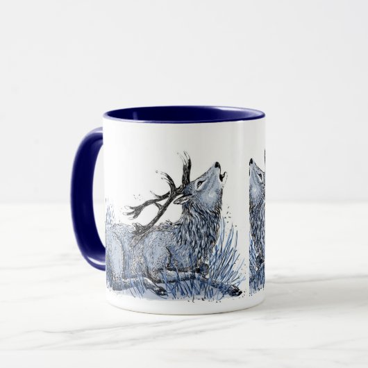 Blaue Hirsch-Tasse Tasse (Vorderseite Links)