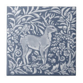 Blaue Hirsche Buchvögel Waldtiere Verziert Fliese (Vorderseite)