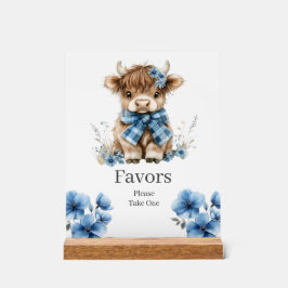 Blaue Hochlandkuh Geburtstagsfavoriten Zeichen Acrylschild