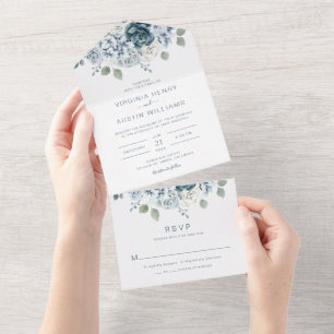 Blaue Hochzeit All In One Einladung
