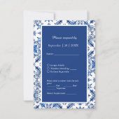 Blaue Hochzeit am Mittelmeer RSVP Karte (Vorderseite)