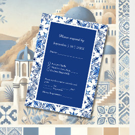 Blaue Hochzeit am Mittelmeer RSVP Karte
