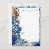 Blaue Hochzeit am Strand Einladung (Rückseite)