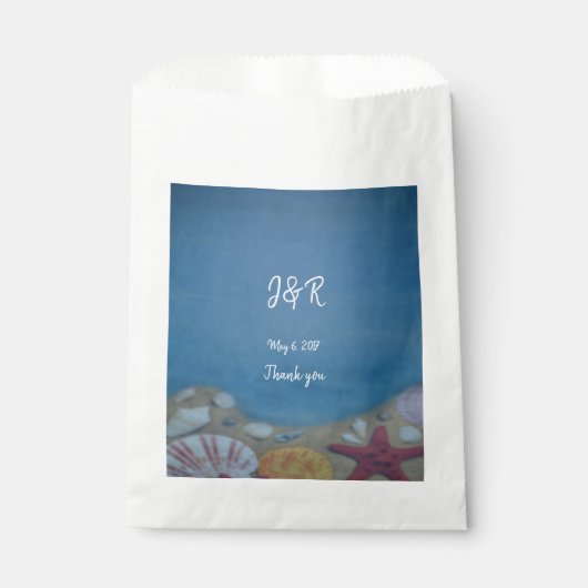 Blaue Hochzeit am Strand Geschenktütchen (Vorderseite)