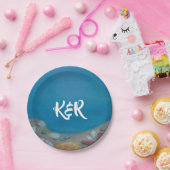 Blaue Hochzeit am Strand Pappteller (Party)