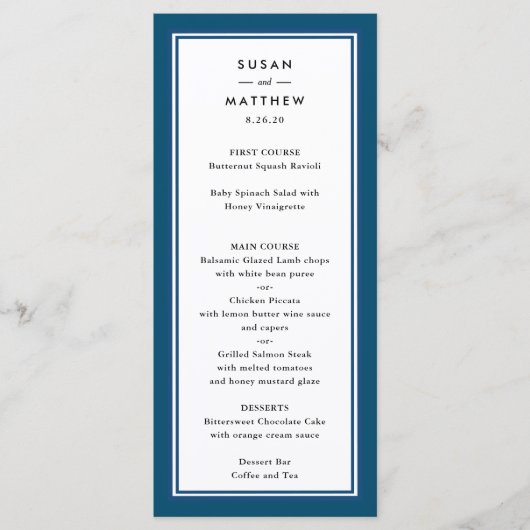 Blaue Hochzeit an der Grenze Menükarte (Vorderseite)