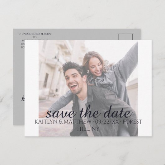 Blaue Hochzeit Ankündigungspostkarte (Vorne/Hinten)