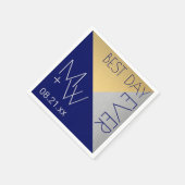 Blaue Hochzeit Chic Best Day Ever Decorative Serviette (Ecke)