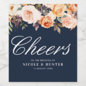 Blaue Hochzeit der blühenden Marine mit Gold und R Weinetikett (Einzelnes Label)