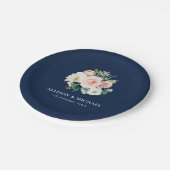 Blaue Hochzeit der blühenden Marine Pappteller (Schrägansicht)