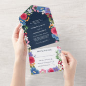 Blaue Hochzeit der Blume All In One Einladung (Abreißen)