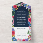 Blaue Hochzeit der Blume All In One Einladung (Innen Boden)