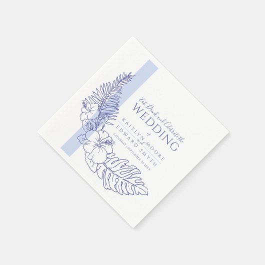 Blaue Hochzeit der botanischen Linien Serviette (Ecke)